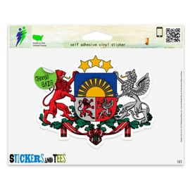 Latvia Latvian Coat of Arms Vinyl Car Bumper Window Sticker 3" x 2"