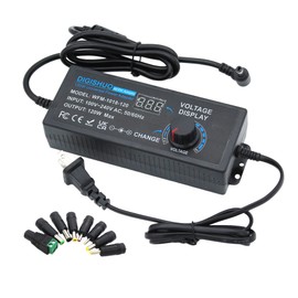 DIGISHUO 120W Power Supply Adjustable DC 3V ~ 24V 5A Variable Universal Switching AC/DC Adapter 100V-240V AC to DC Converter with LED Voltage Display and 8 Tips, for Household Electronics