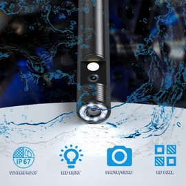JSE Dual Lens Endoscope Camera with Light, 1920P HD Borescope Inspection Camera 16.5FT Semi-Rigid Cable IP67 Waterproof Snake Camera