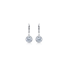 Ankra AKRJ-ER-0253 Women's Creole Earrings Rhodium-Plated 925 Sterling Silver 10.0 mm Zirconia, Sterling Silver, No Gemstone