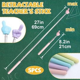 Alpinleux 5 Pcs Retractable Finger Pointer Sticks, Pointer Finger Stick, Extendable Teacher Pointer, Pointer Sick for Classroom, Reading (5 Light Colors, Finger)
