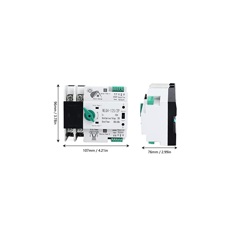 Zerone Power Transfer Switch, Dual Power Transfer Switch 100A Dual