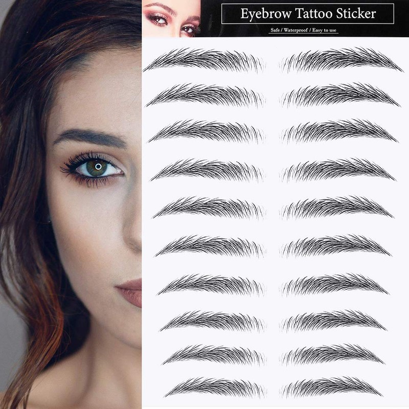 Yesallwas 9 Sheet 87 Pairs Eyebrow Tattoo Black Brown Tattoo