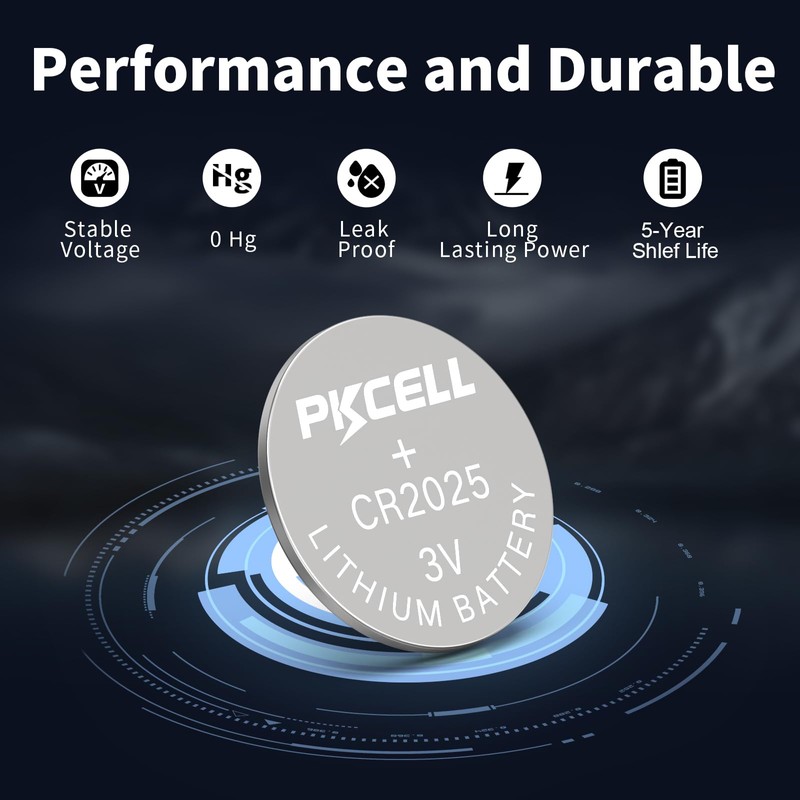PKCELL CR 2025 Batteries CR2025 3V Lithium Battery (5-Pack)