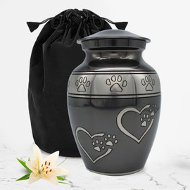 Medium Urns for Pet Ashes - Pet Cremation Urn for Dogs & Cats - Honor Your Loved Furry Friend with Pet Ashes Urn - Pet Memorial Urn for Dogs & Cats - Paw Print Urn for Pets (Slate Gray, Medium)