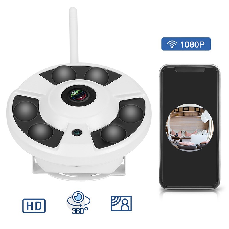 IP Fisheye Camera 360 Panoramic Surveillance IR Wifi 1080P 110‑240V