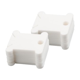 Luckious 50 PCS Plastic Floss Bobbins - Thread Cards with Floss Winder, Embroidery Thread Winder Cross Stitch, Embroidery Thread Organizers for Cross Stitch Weaving DIY Crafting (White)