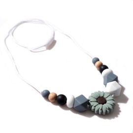 TERJIO Silicone Breastfeeding Necklace - Silicone Jewelry For New Mothers, Emotional Calming Nursing Newborn Sensory Fidget Necklace, Bohemian Daisy Decoration.