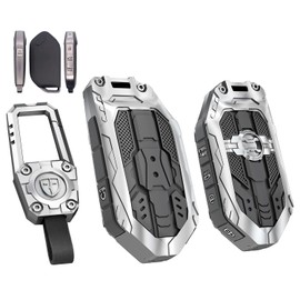 WKIOERAD Heavy Zinc Alloy Key fob Case Cover with Keychain Compatible with 2023 2024 2025 Kia Telluride Sorento K4 K5 GT-Line Carnival 5 Button Key Shell Accessories (Silver)