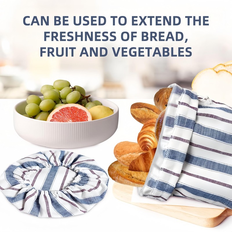 3Pack Reusable Bread Bags for Homemade bread -Plastic Lined- Linen