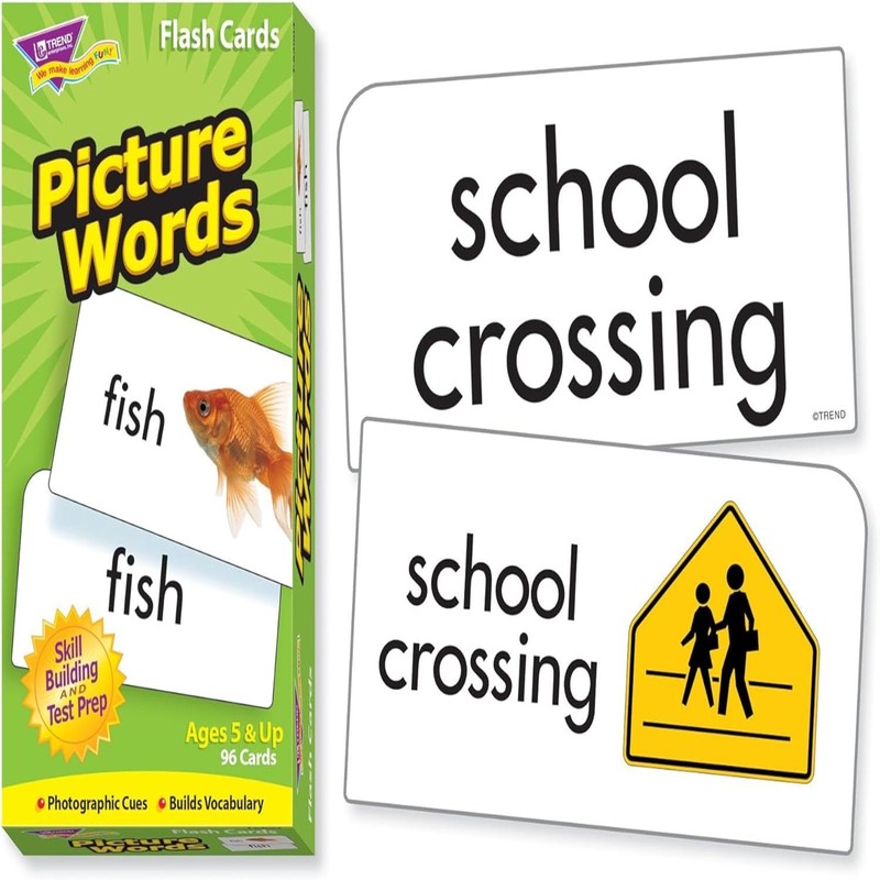Trend Enterprises: Picture Words Skill Drill Flash Cards, Content-Rich Self-Checking