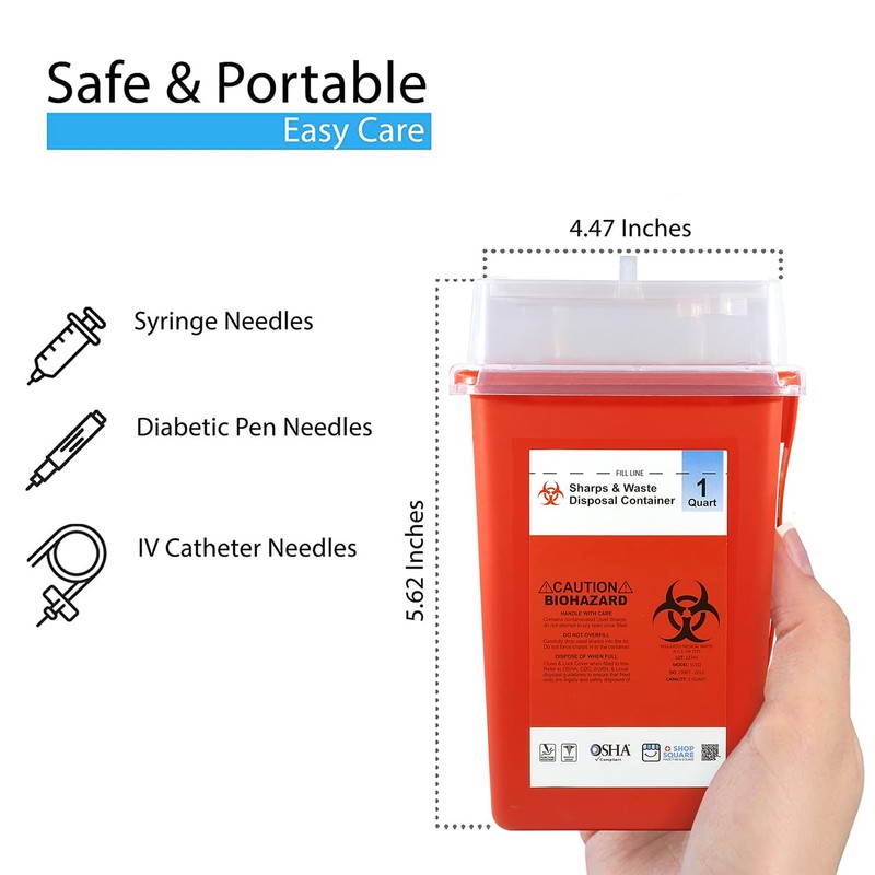 Shop Square Sharps Containers for Home Use, Sharps Disposal, Needle