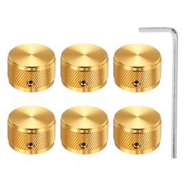 sourcing map 6 Pcs Aluminium Potentiometer Knobs, 1/4" (6mm) Universal Volume Tone Control Knobs for Guitar, Bass, Twill 5/8" Gold