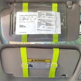 Stuart Promotional Products Document Holder for Vehicle Visor Neon Yellow Stretch Bands White Buckle