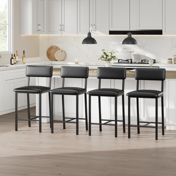 GarveeHome Bar Stools Set of 4, Counter Stools with Back