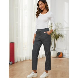 Gihuo Sweatpants Women Fleece Lined Pants Casual Sweatpants Winter Warm Lounge Athletic Joggers Pants with Pockets(DarkGrey01-XLarge)