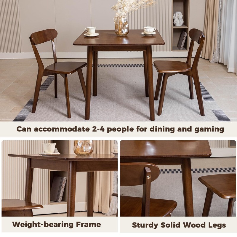 DELAVIN 29.5" Solid Wood Dining Table, Modern Small Dining Table,
