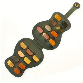 GRBVFDS Leather Guitar Pick Holder Case,Handmade PU Leather Guitar Plectrum Holder with 18 Slots for Guitar Picks (black)