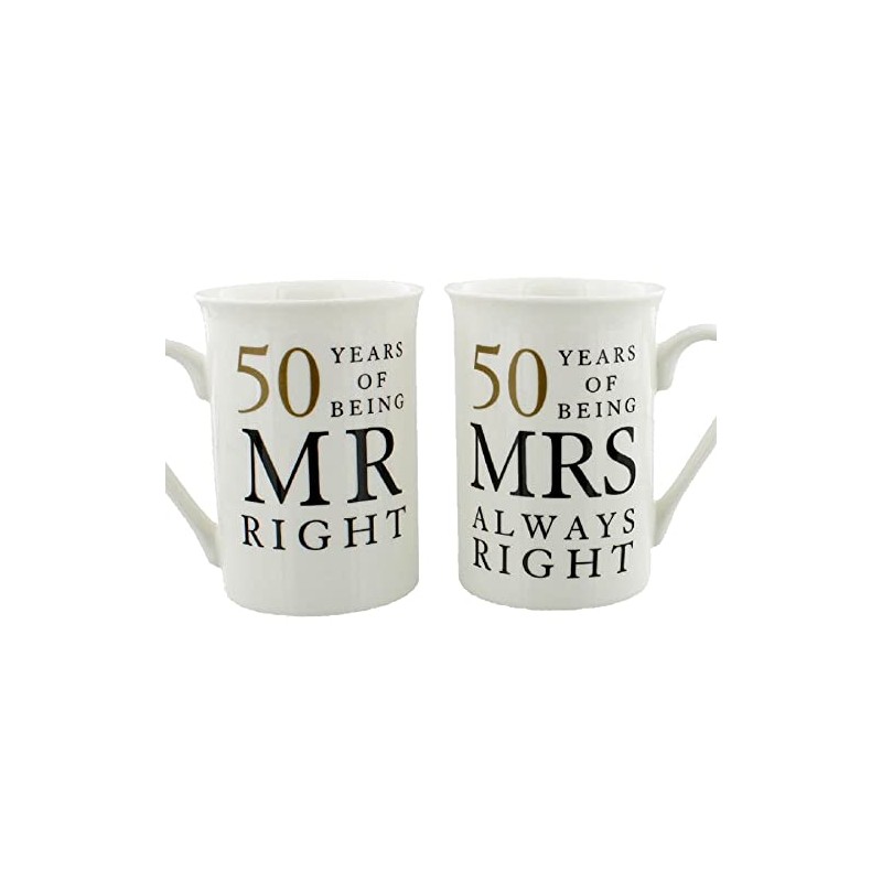 Widdle Gifts Ltd 50th Anniversary Set of 2 China Mugs