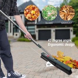 MASTERTOP Push Broom Outdoor Heavy Duty Broom 23.6" Wide,Garden Brush Broom with 57" Long Handle for Deck Driveway Garage Yard Patio Warehouse Concrete Floor Cleaning