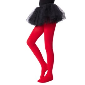 Frola Tights for Girls 40 Denier Semi Opaque Soft Pantyhose Ballet Dance Panty Footed Tights(4-6 Years,Red)