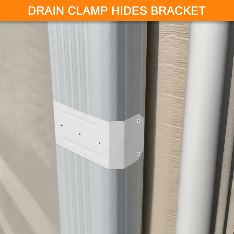 Downspout Adapter Gutter Pipe Clip Hidden Bracket 3x4 White Set