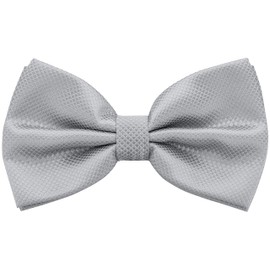 BomGuard Mens Adjustable Bow Tie Pre-Tied with Hook Closure, Suit Tuxedo etc with Hook Closure, silver