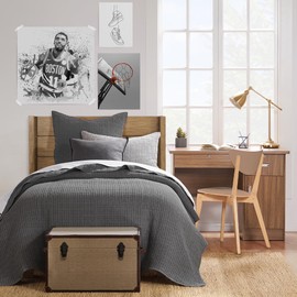 Levtex Home - Mills Waffle - Twin Quilt Set - Charcoal Cotton Waffle - Quilt Size (68 x 86in.), Sham Size (26 x 20in.)