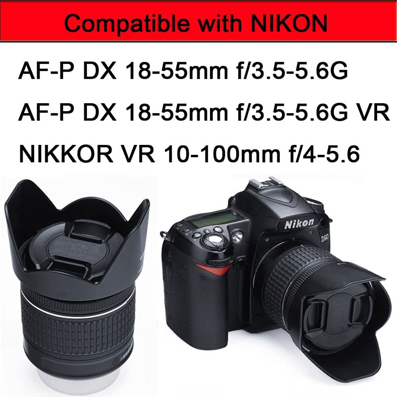 Komet Camera Lens Hood for Nikon D7500 D5600 D3500 kit