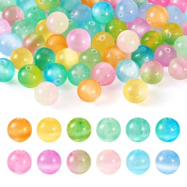 PandaHall 60pcs Natural Selenite Beads, 12 Colors, Round, 8mm, Craft Bead