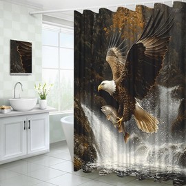 YOZSLGU Eagle Shower Curtain Powerful Bird Wildlife Fabric Bathroom Decor Curtains with Hooks, 70" Wx70 H