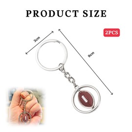 Hugwish American Football Key Pendant, 2 Pieces, Rugby Key Pendant, American Football Rugby Gifts for All Ball Athletes, silver
