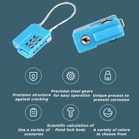 Cuifati TSA21100 Steel Wire Lock, TSA Steel Wire Lock, Password Suicase Lock for Backpack, Travel Bag, Sports Bag, Handbag, Laptop Bag (Blue)