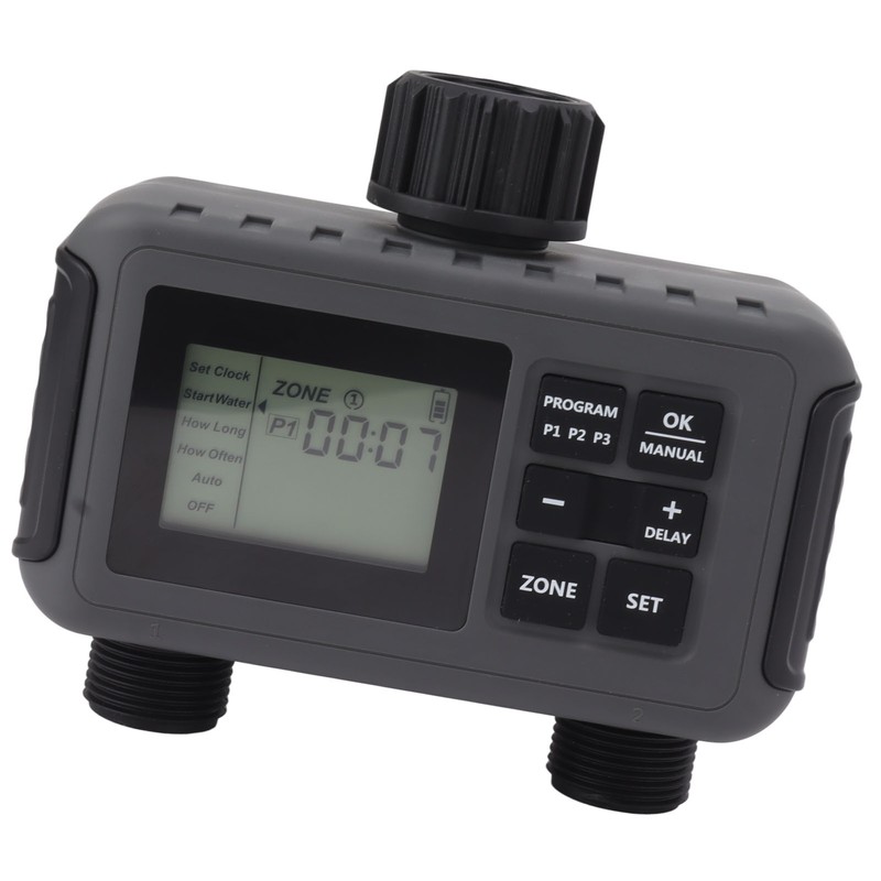 Sprinkler Timer 2 Zone Water Timer Programmable Rain Delay Manual