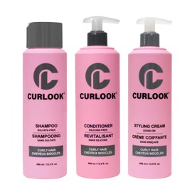 Pack Para Cabello Rizado | Set De Champú, Acondicionador Y Crema De Peinado Sin Enjuague | Sin Sulfatos Ni Siliconas | Paquete De 3 Botellas De 400 Ml (13,5 Oz) Cada Una | Hecho En Canadá