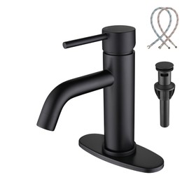 Bathroom Faucet Matte Black Modern Bathroom Sink Faucet with Single Handle Suitable for 1 or 3 Holes, Supply Deck Plate and Hose