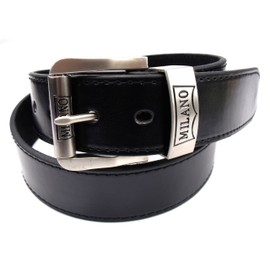 Men's leather belt, designed by Milano - Model 2753 - Black - Small (28" to 32")