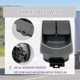 Dual Window Switch, Fit for Paccar Kenworth Vehicles,Replaces P27-1069 P271069,Black