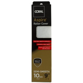 Coral 41873 Aspire 9 inch 1.5" Dia Paint Roller Cover Professional 10MM Medium Pile Sleeve Premium Microfibre for Semi-Smooth Surfaces with Trade Emulsion or Gloss Pure White