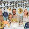 60th Birthday Decorations Men Blue Gold Happy 60th Birthday Banner,60th