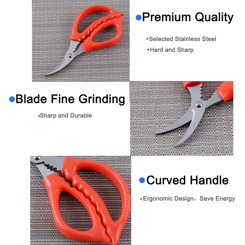 Luckkyme 4 Pack Kitchen seafood scissors Fish Scissors Crab Scissors
