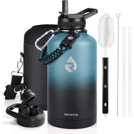 RAYMYLO Insulated Water Bottle 64 oz Triple Wall Vacuum Stainless Steel Cold ...
