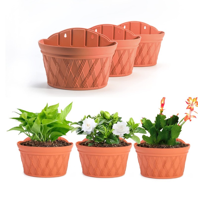 Sungmor Wall Hanging Planters,11.5 Inch Hanging Flower Pots for Railing