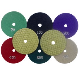 Konfor 4 Inch 6-Step Dry Diamond Polishing Pads for Granite Stone Concrete Marble 6 Piece Set