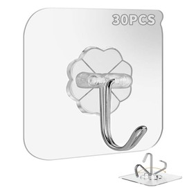 30 PCS Ganchos Adhesivos para Pared, Impermeables y Autoadhesivos, Clavos Adhesivos para Pared Cosas para El Hogar, Gancho de Acero Inoxidable Impermeable, Ganchos Transparentes