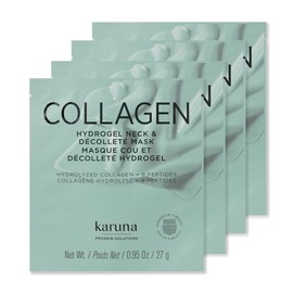 Karuna Máscara de colágeno de hidrogel para cuello y escote desafiante a la edad, ácido hialurónico hidratante, ayuda a la piel a restaurar la
