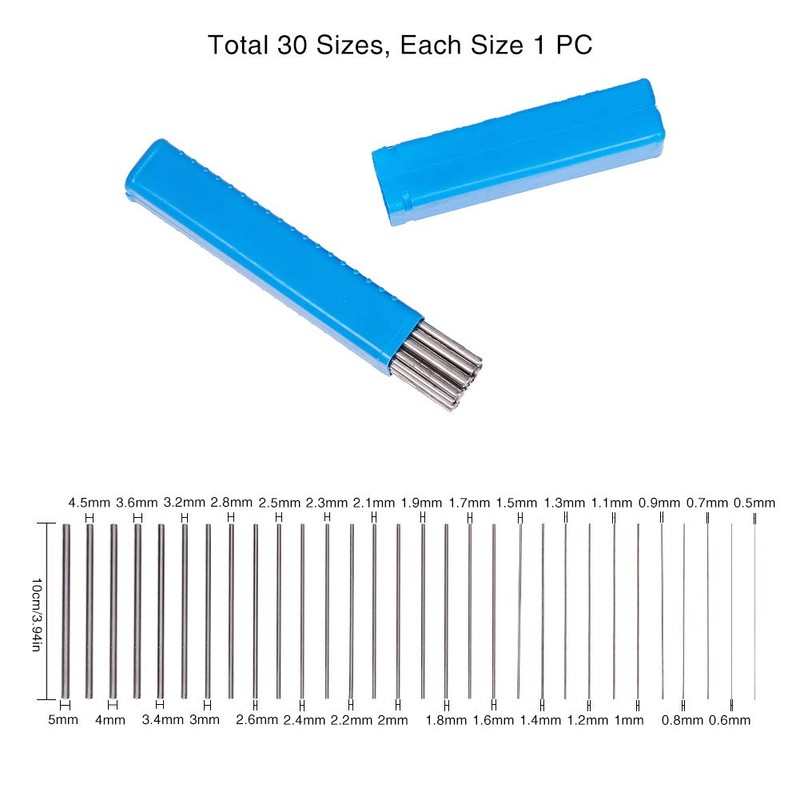 PH PandaHall 30 Size Mandrels, Stainless Steel Mandrel Dowels for