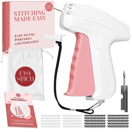 Stitch Gun for Quick Clothing Fixes, Tagging, Sewing and Quilting - Tagging Gun for Clothing Includes Instruction Manual, Drawstring Bag, 1000 Black & 1000 White Fasteners (5mm) - by Easy Stitch