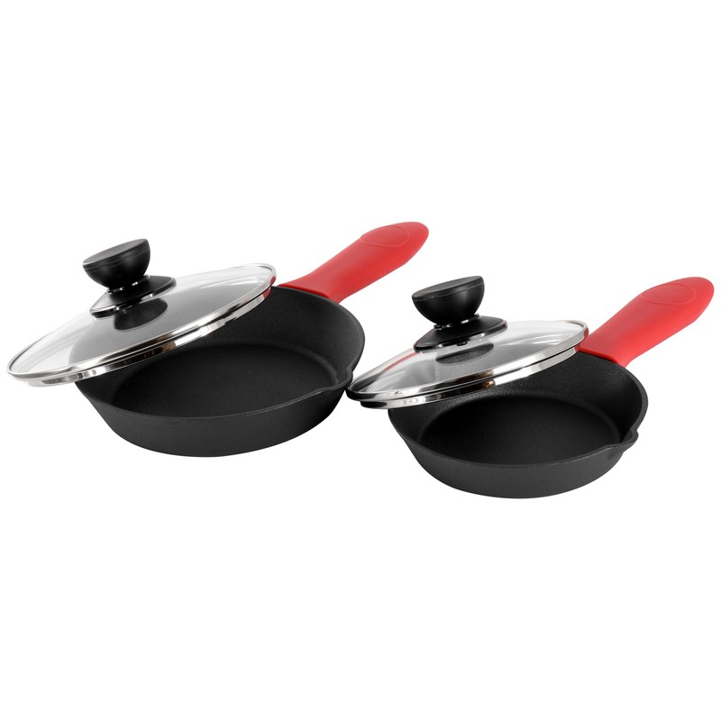 Megachef 13 Piece Pre-Seasoned Cast Iron Skillet Set with Temperd