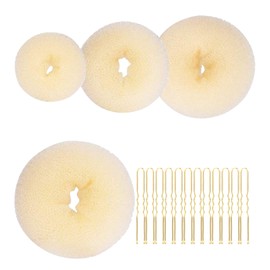 Gunwon 4pcs Hair Donut Hair Bun Shaper Set,4 Sizes Hair Donut Bun Ring With 20 Golden Bobby Pins,Chignon Bun Maker Hair Ring Style Accessories for Dancer Ballet Girls,Doughnut Bun Hair Accessories